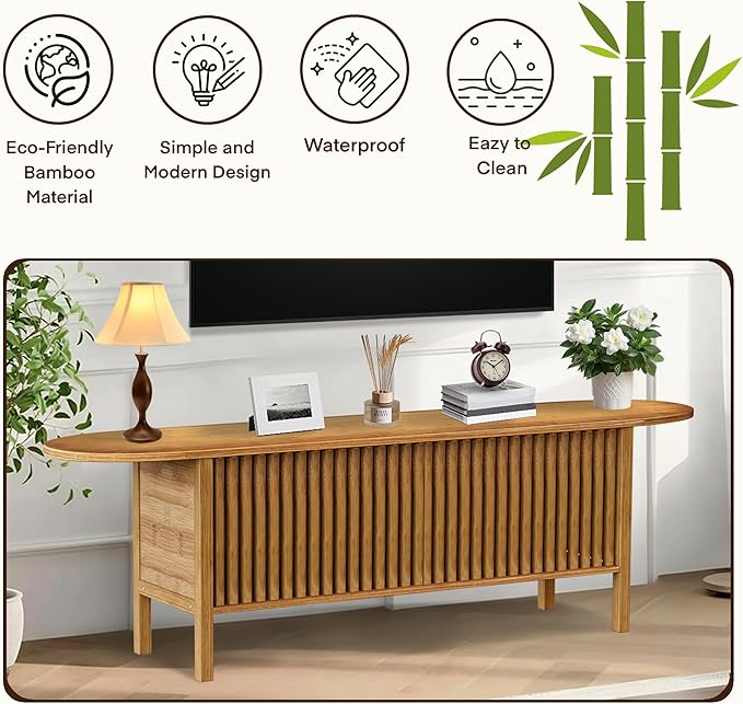 Bamboo TV Stand for TVs up to 65", Accent Entertainment Center - Image 8
