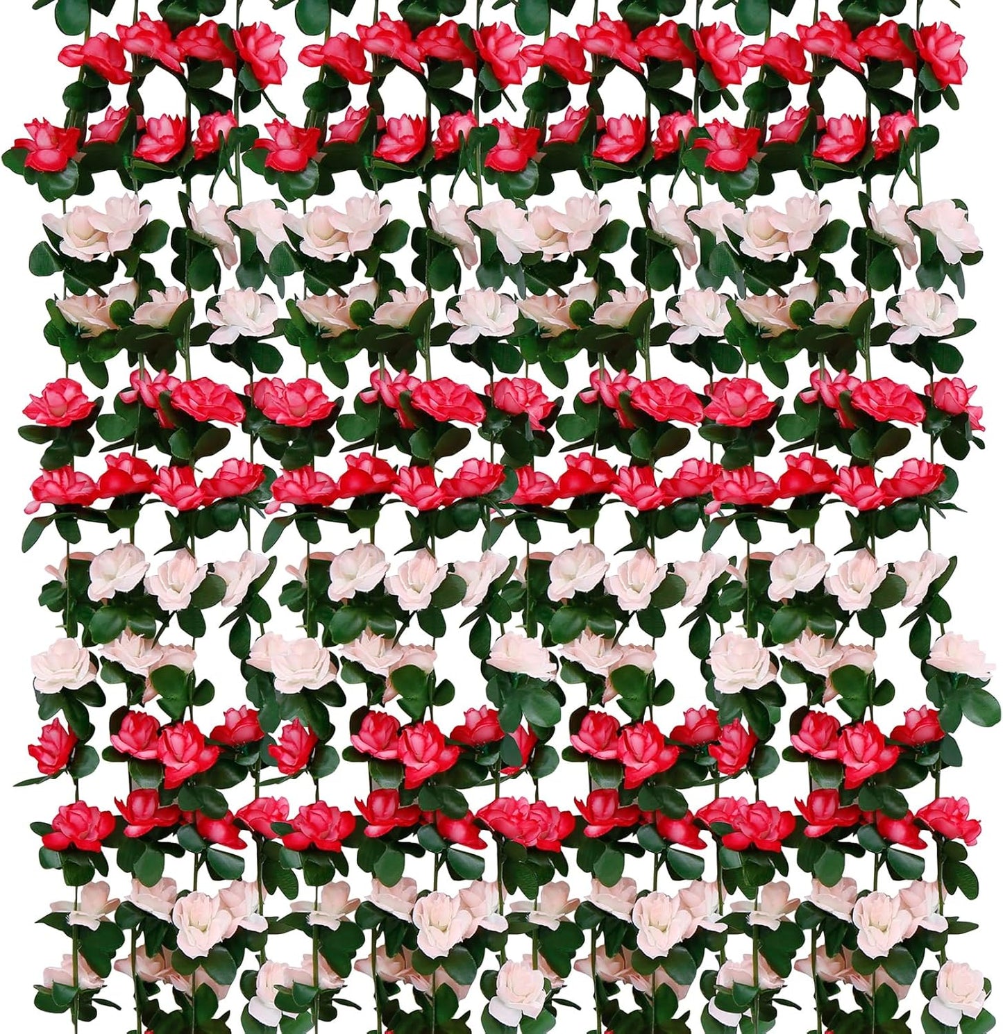 12 PCS 98.4 FT Artificial Flower Garland Pink Rose Garland for Wedding Room Decor（12,Pink）