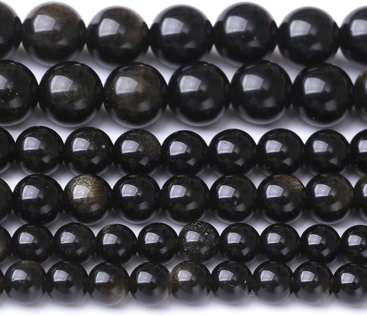 Gold Obsidian Stone Beads for Jewelry Making DIY Craft Gemstone Beads Kit (10mm, 35pcs) Cosmic Crystal Pebbles for Bracelets, Necklaces, Home Decor