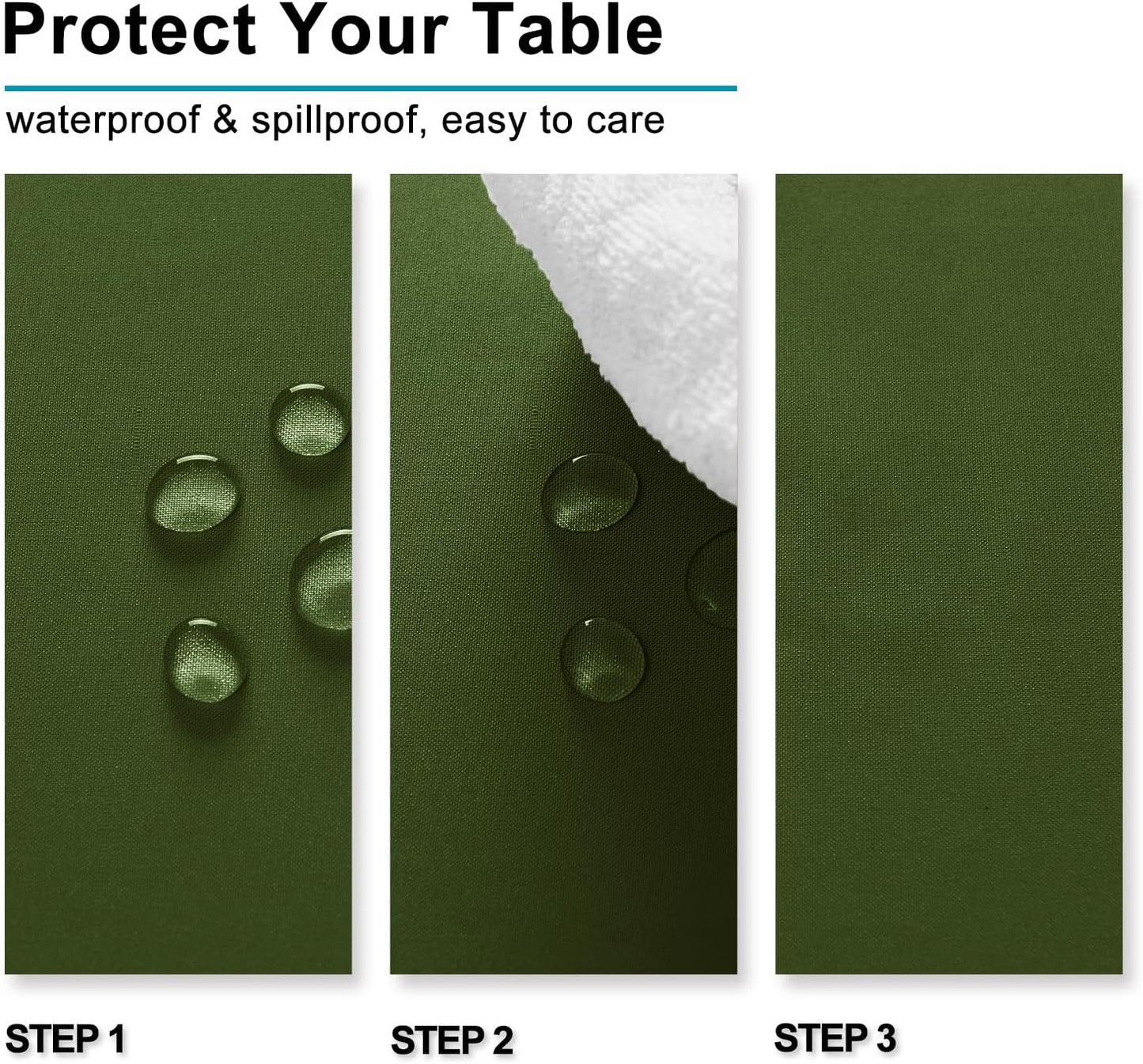 Hiasan Olive Green Tablecloth for Square Tables - Waterproof and Spillproof Washable Fabric Table Cloth for Dining Room Kitchen Party, 40 x 40 Inch