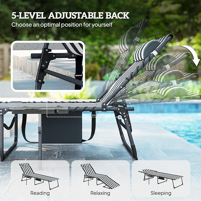 Outsunny Folding Chaise Lounge Chair Outdoor Tanning Chair - Image 4