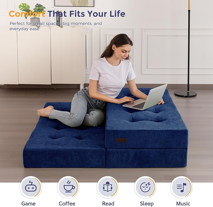 MAXYOYO 6" Folding Sofa Bed for Floor, Tufted Tri-Fold Floor Mattress - Image 7