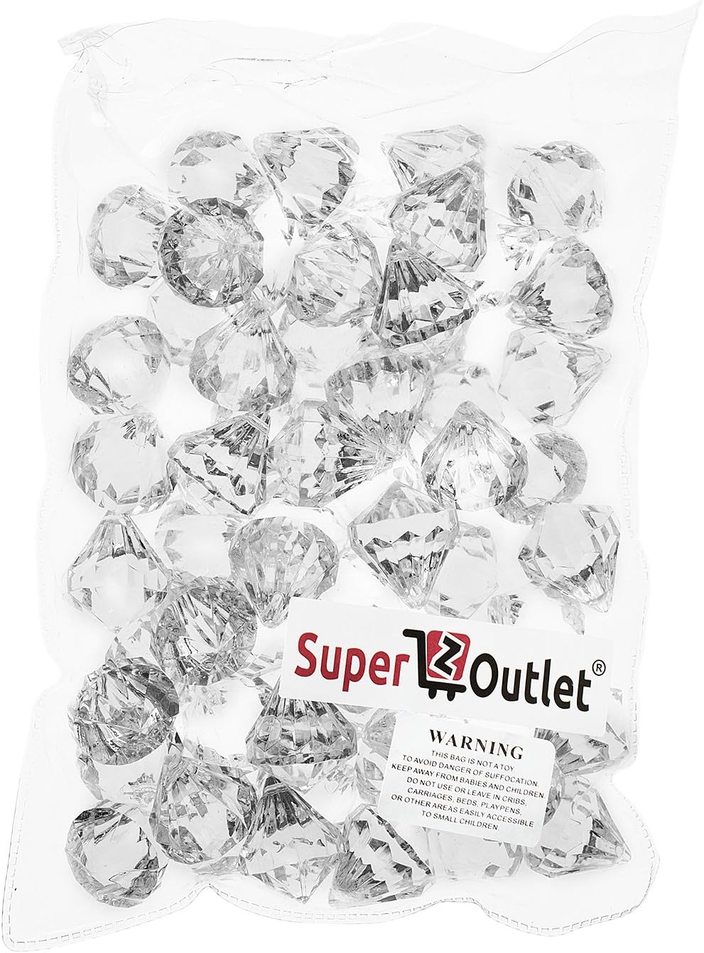 Super Z Outlet Acrylic Clear Ice Rock Diamond Crystals Treasure Gems for Table Scatters, Vase Fillers, Event, Wedding, Arts & Crafts, Birthday Decoration Favor (60 Pieces)