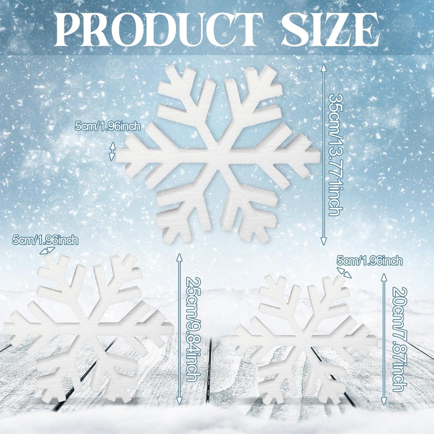 Thyle 3 Pcs Foam Snowflake Table Decor 3D Christmas Tabletop Signs Winter Decorations White Snowflake Centerpiece for Christmas Xmas Party Decor