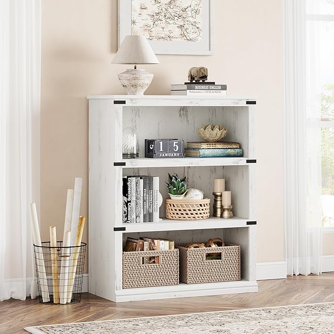GarveeHome 3 Tier Farmhouse Bookcase, 39.9 in Tall Book Shelf - Image 5