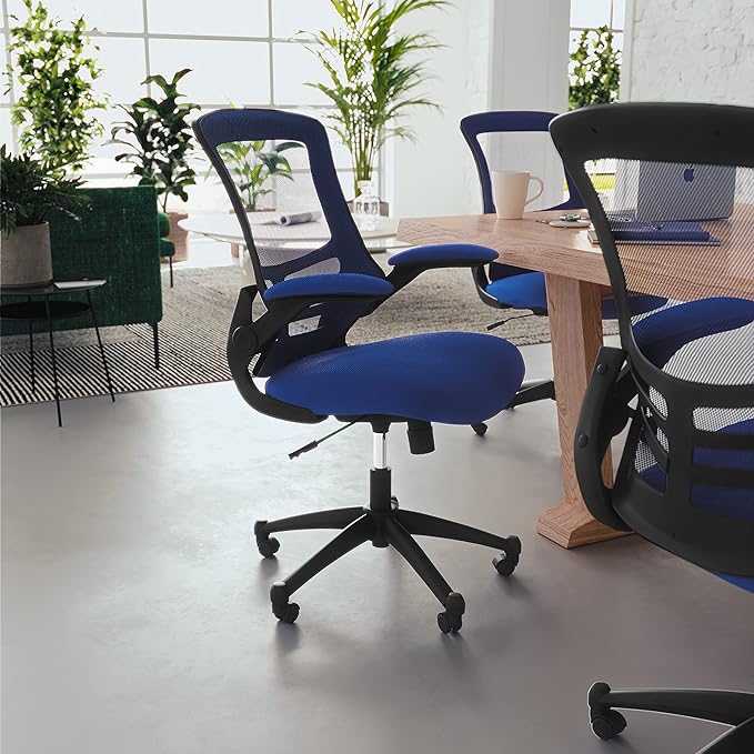 Flash Furniture Kelista Mid-Back Blue Mesh Swivel Ergonomic Task Office Chair - Image 2