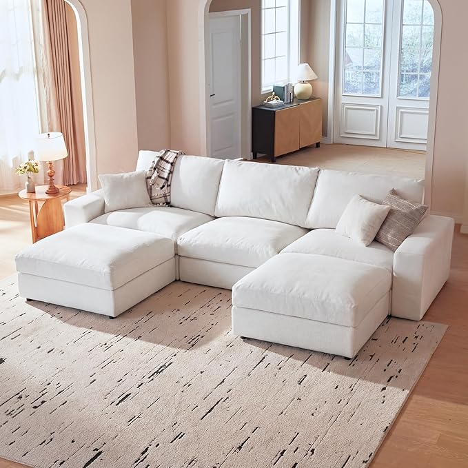 Cloud Couch Sectional 113.8'' Oversized Modular Deep Seat Sofa U Shaped Comfy - Image 9