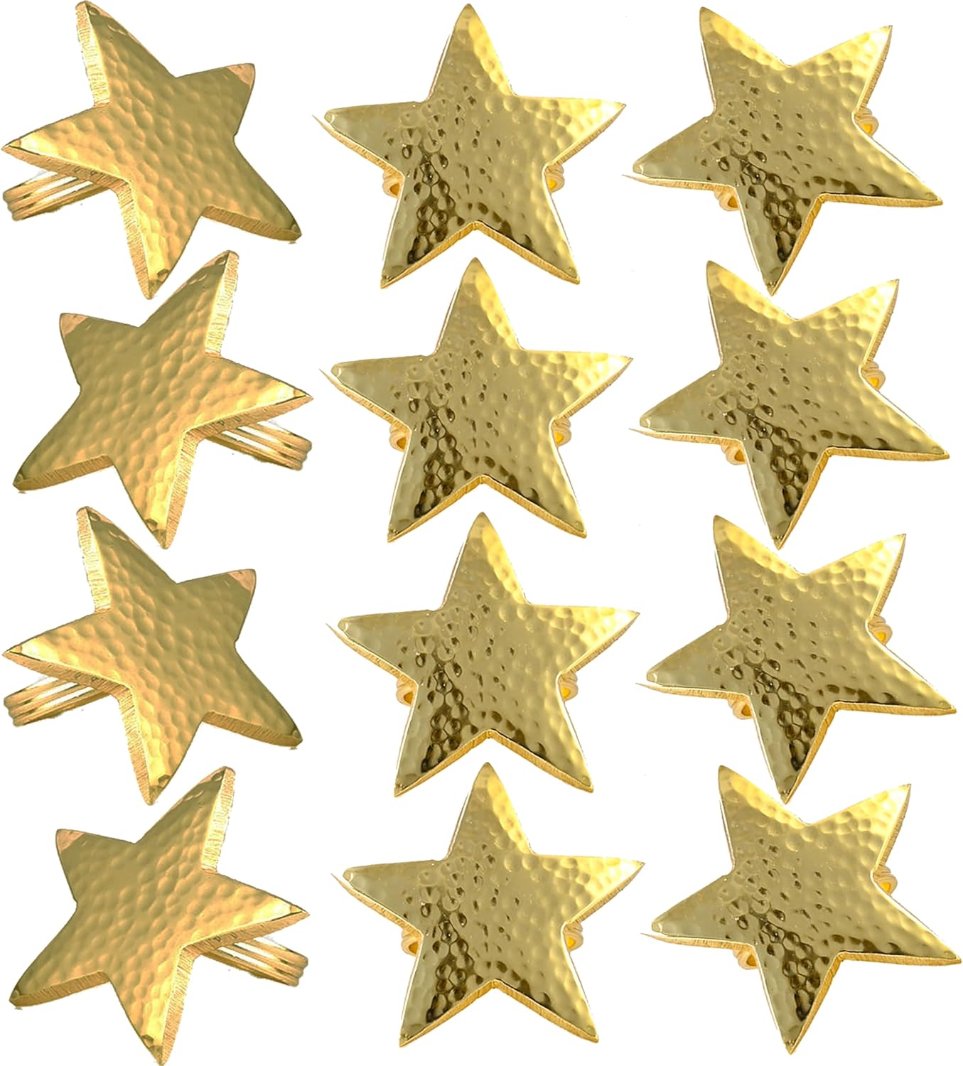 12 Pcs Lightweight Metal Napkin Rings - Gold Star Metal Holders for Elegant Table Decor, Parties, Weddings, Holidays, Everyday Dining - Metallic Adornment for Table Settings - CLEENTABLE