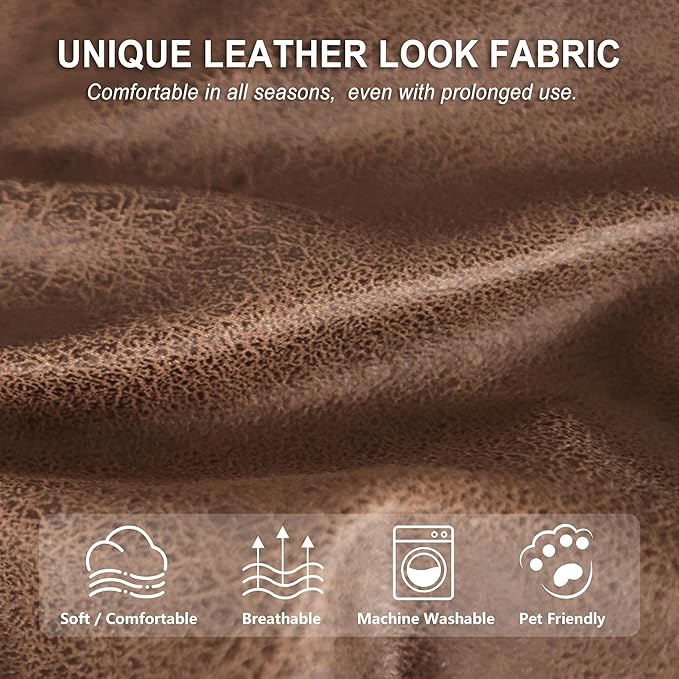 ANARACHON Leather Look Loveseat Recliner Cover, 6-Pieces Stretch Dual Recliner - Image 4