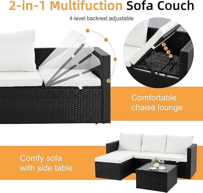 Shintenchi 4 Pieces Patio Furniture Sets, Outdoor Sofa Patio Sectional Sets All - Image 12