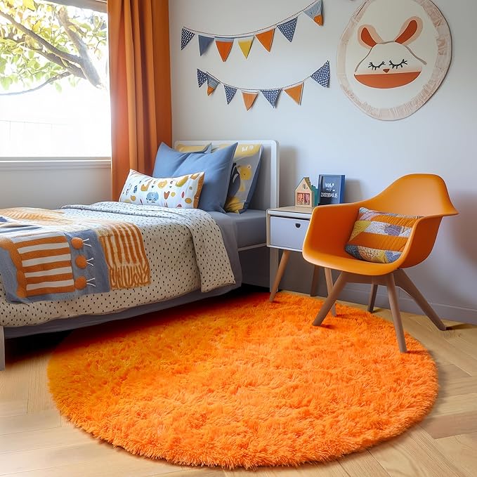 Amdrebio Orange Circle Round Rug 6Ft - Image 7