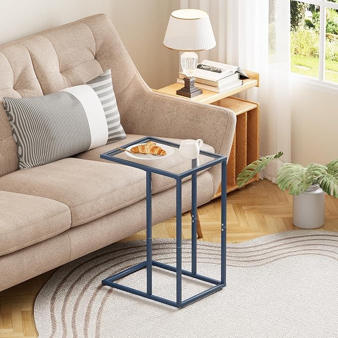 Easy Paws C Table End Table Set of 2, Glass Couch Side Table, Tempered Glass - Image 7