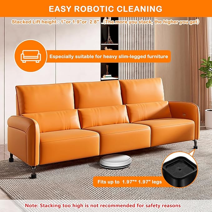 Furniture Risers Adjustable Bed Risers Heavy Duty Lifts Height 3", Square - Image 3