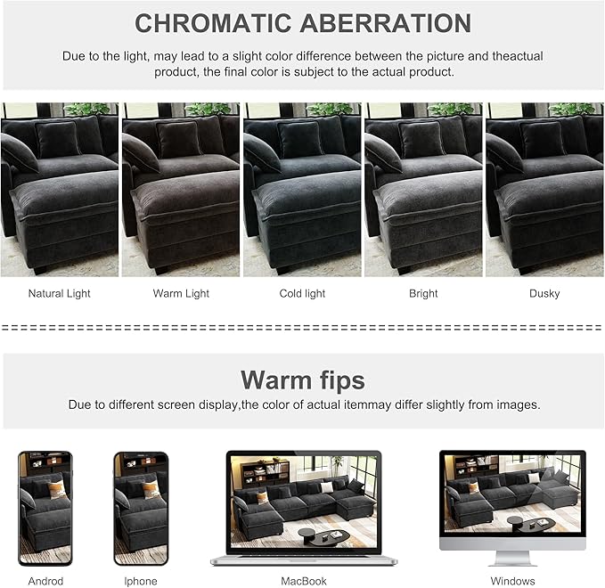 146" Cloud Couch Sectional, U Shaped Modular Sectional Sofa, 4-Seat Deep Seat - Image 7