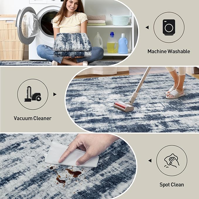 6x9 Area Rugs Washable Rug: Large Modern Abstract Living Room Rug Soft - Image 3