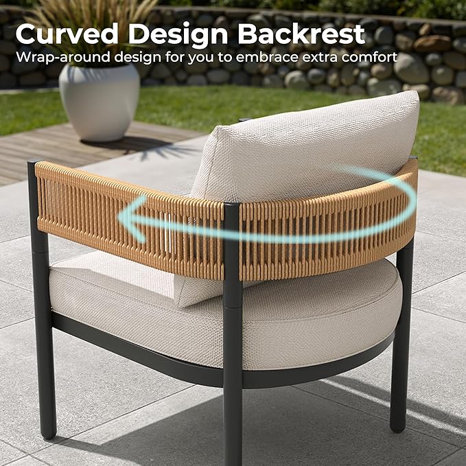 Grand patio 5-Piece Outdoor Furniture Set, 5 Seats Wicker Sofa Conversation Set - Image 6