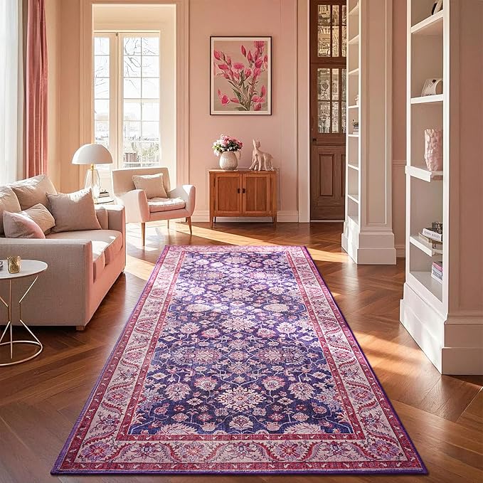Washable Runner Rug, 2x6Ft Floral Runners by Rtizon