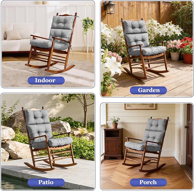 Rocking Chair Cushion, Waterproof and Fade-Resistant Adirondack Rocker Cushions - Image 5