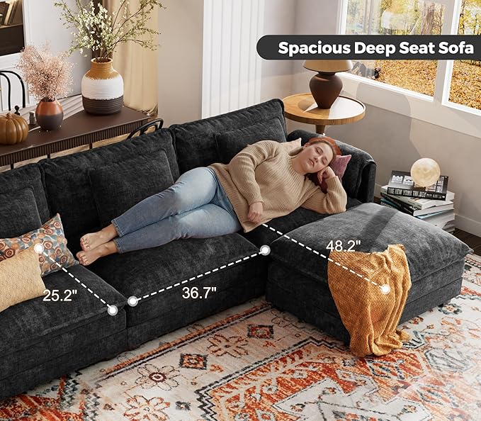 ELUCHANG Oversized 113" Modular Sectional Sofa, Comfy Cloud Couch, L Shaped - Image 6