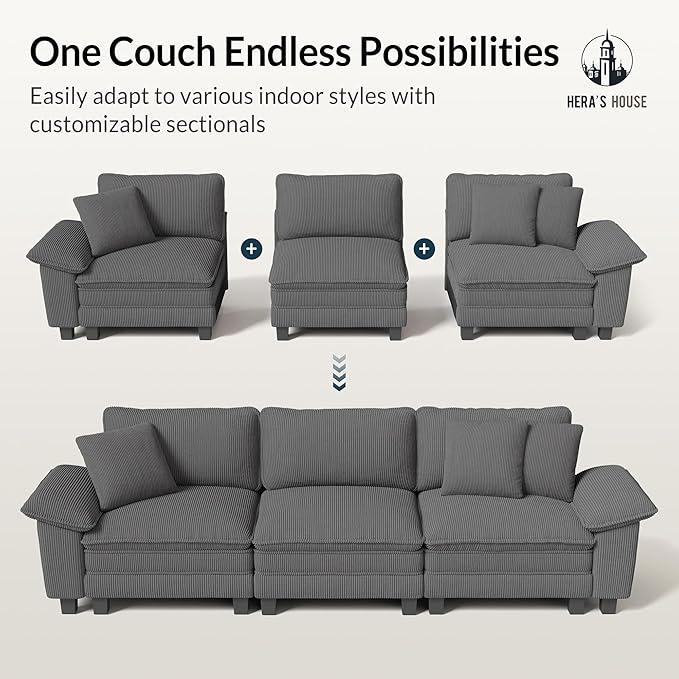 HERA'S HOUSE 88" Modular Sectional Sofa, L Shaped Couches - Image 7