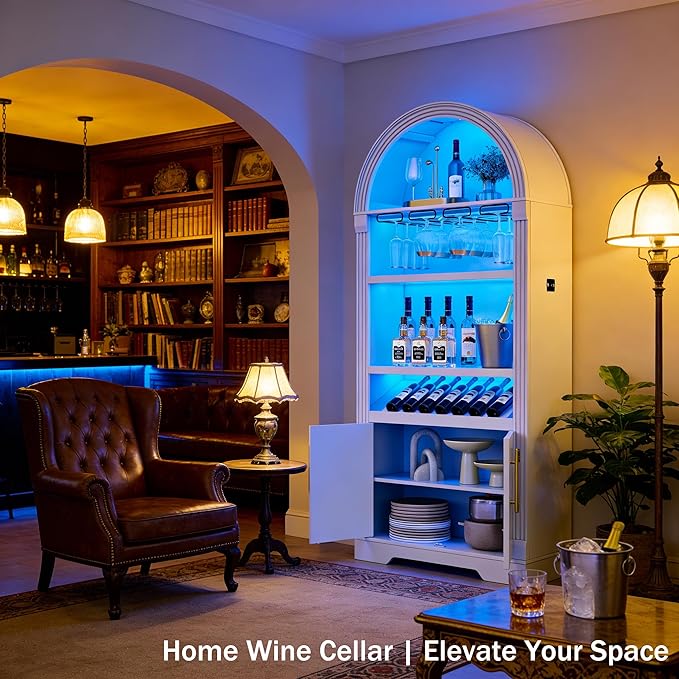 Vlsrka 71" Tall Arched Wine Bar Cabinet - Image 3