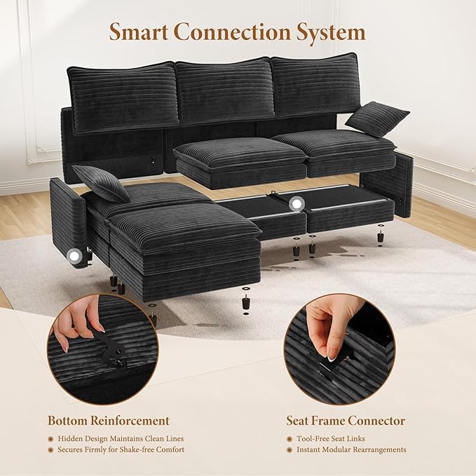 Vesgantti 108" Cloud Couch for Living Room, t6 Seats Deep Seat Sectional - Image 5