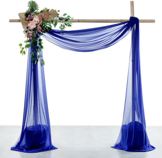 VDS Pack of 1 Panel (30 Inch X 30 Feet) Wedding Arch Draping Fabric Sheer Chiffon Fabric Drapery for Wedding Ceremony Reception Swag Backdrop Canopy Chuppah ARBO Altars Decoration (Royal Blue)