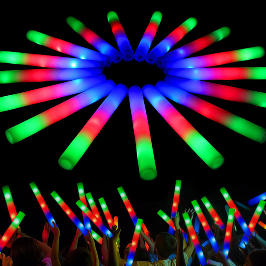 JOYIN 12 PCS LED Light Up Foam Sticks, Glow Sticks Party Favors Bulk with 3 Modes Color Flashing Glow Party Supplies for Halloween, Spooky Celebrations, Wedding, Camping, Birthday, Raves, Carnival