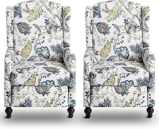 Wingback Recliner Chair, Traditional Push Back Recliner Chair by Consofa