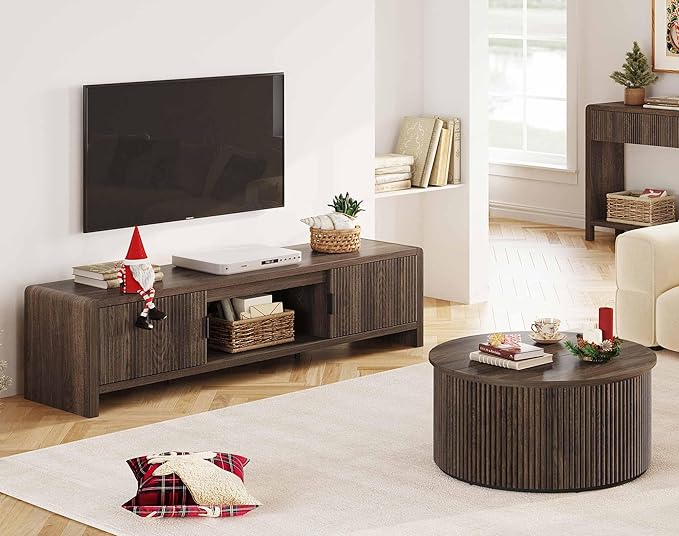 FATORRI TV Stand for 75/65/55 Inch TVs, Mid Century Modern Entertainment Center - Image 7