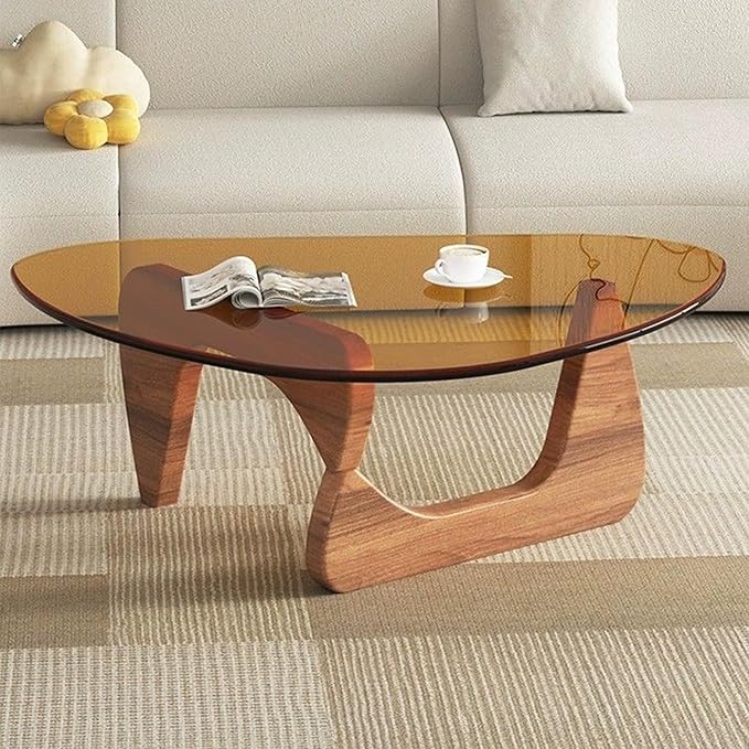 EASYSOUL Modern Glass Coffee Table, 44.88" D x 32.28" W x 15.75" H, Abstract by EASYSOUL