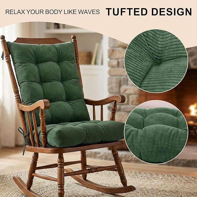 Lokex Rocking Chair Cushion Only, Tufted Non-Slip Comfortable Rocking Chair - Image 2