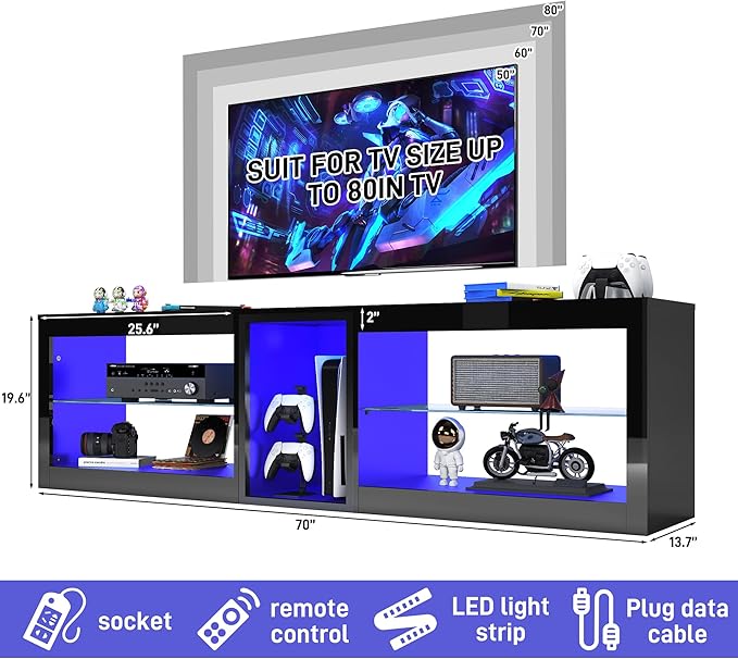 71in Large LED TV Stands W/Power Outlet - Image 7