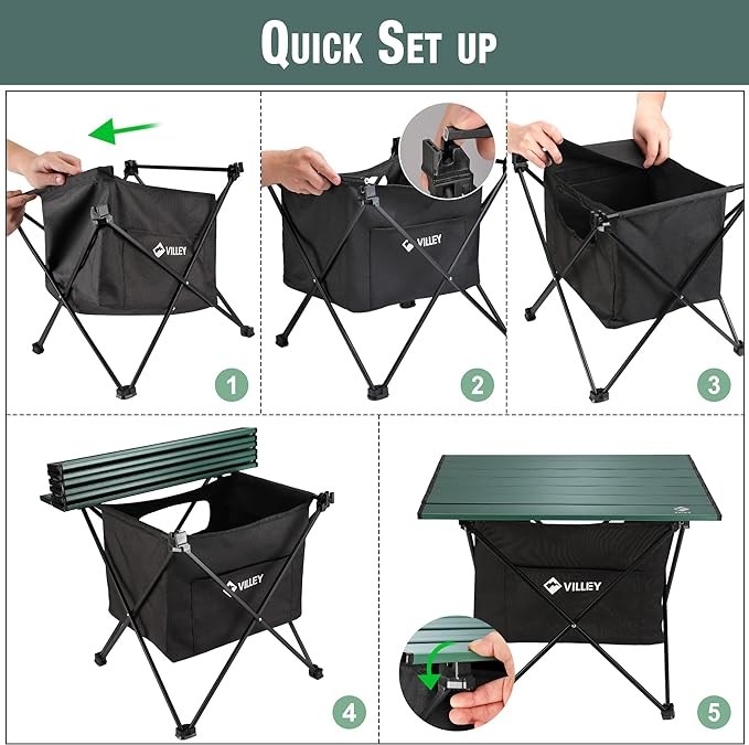 VILLEY Portable Camping Side Table, Ultralight Aluminum Folding Beach Table - Image 6