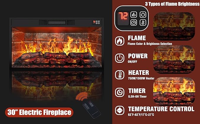 80" LED Lights Electric Fireplace - Image 5