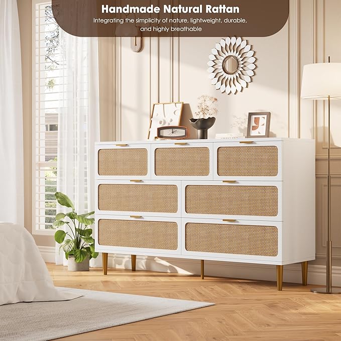 GarveeHome Rattan 7 Drawer Dressers - Image 7