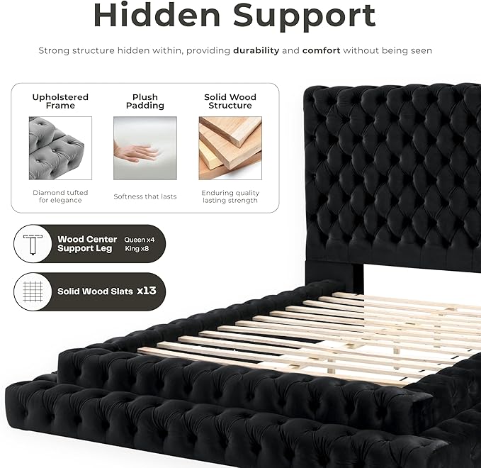 Furniture of America Sable Fabric Upholstered Step Up Queen-Size Platform Bed - Image 4
