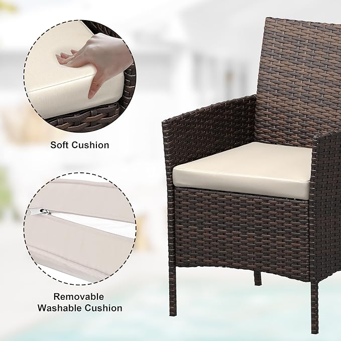 GarveeLife 3-Piece Patio Furniture Set, Rattan Outdoor Furniture - Image 3