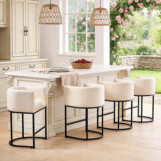 ClinQ 26" H Counter Height Bar Stools Set of 1, Modern Barrel Counter Stools - Image 7