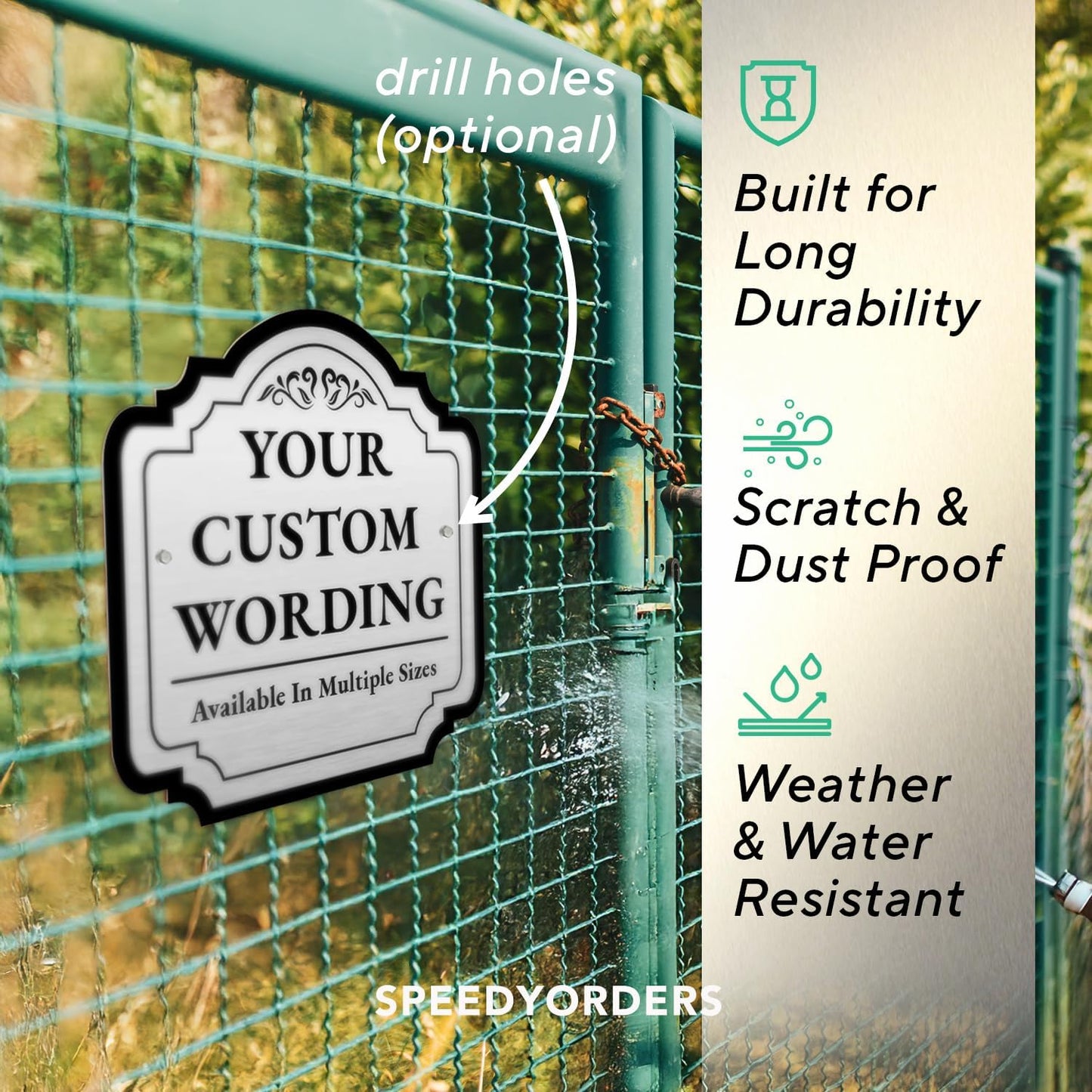 Personalized Outdoor Metal Sign - Customized Driveway Sign, Waterproof, Design 2Metalic Silver 18x18 In