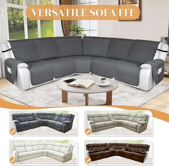 HDCAXKJ 100% Waterproof Reclining Sectional Couch Covers L Shape Recliner Sofa - Image 6