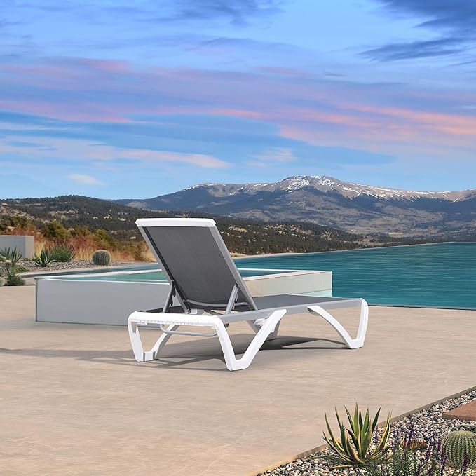 PURPLE LEAF Patio Chaise Lounge Chair Outside Aluminum Plastic Stackable - Image 4