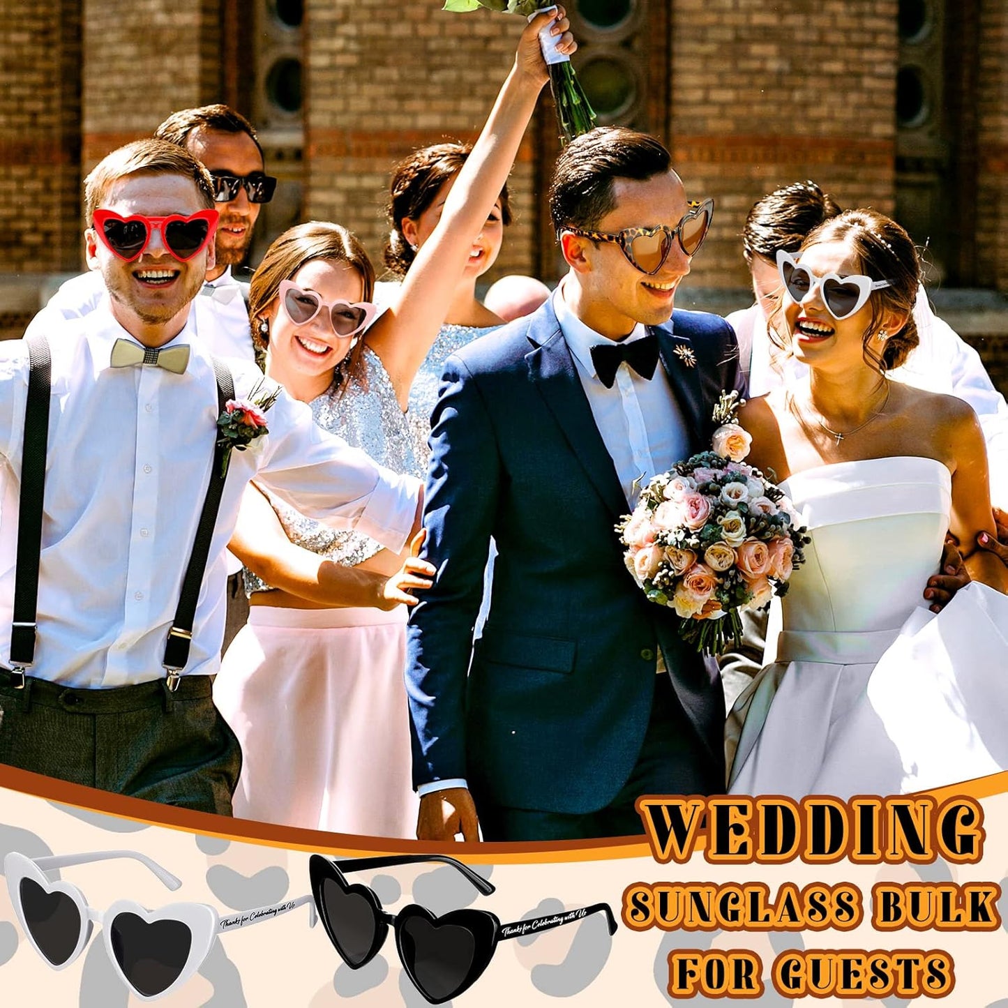 Vabean Wedding Heart Sunglasses Bulk Wedding Gifts Bachelorette Bridal Party Favors for Guests Reception