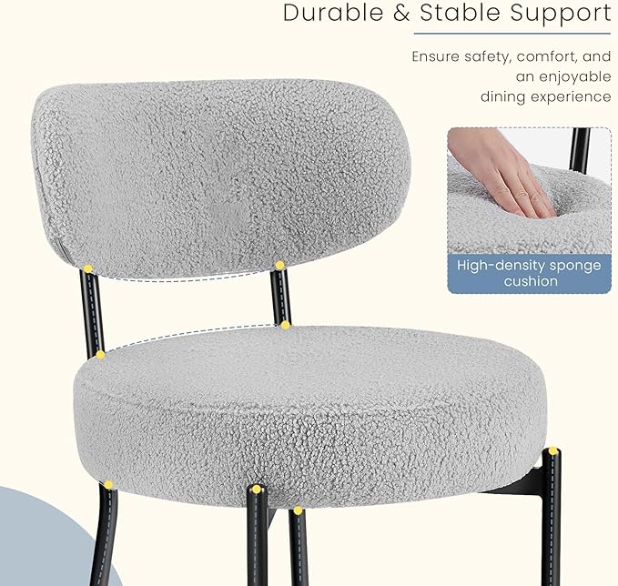 DUMOS Dining Chairs Set of 2, Mid Century Modern Chair Round Upholstered Curved - Image 3