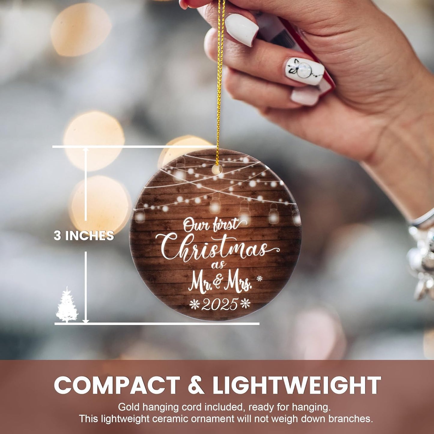 Wedding Gifts for Couples 2025, First Married Christmas Ornament, Mr and Mrs Gifts, Bridal Shower Gift for Bride, Couple Gift for Newlyweds (Ceramic Ornament)