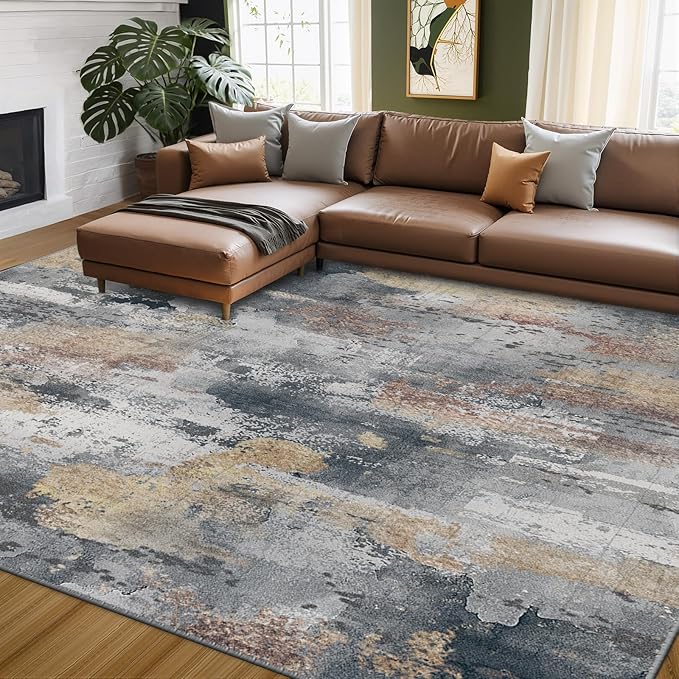 RELEANY Washable Area Rugs 8'x10' Non-Slip Modern Abstract Soft by RELEANY