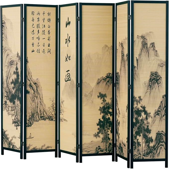 MyGift Decorative 6 Panel Folding Room Divider Bamboo Screen - Image 6