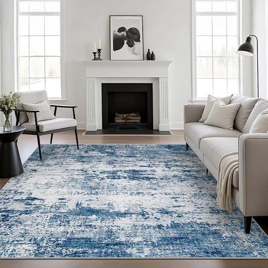 5x5 Area Rug Living Room Rug: Washable Modern Abstract Soft Thin Rug Indoor by FXRHLP