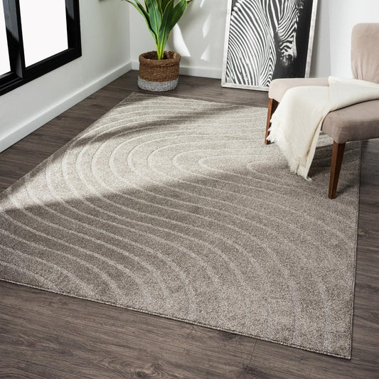 LUXE WEAVERS Modern Geometric Wave Taupe 8x10 Area Rug