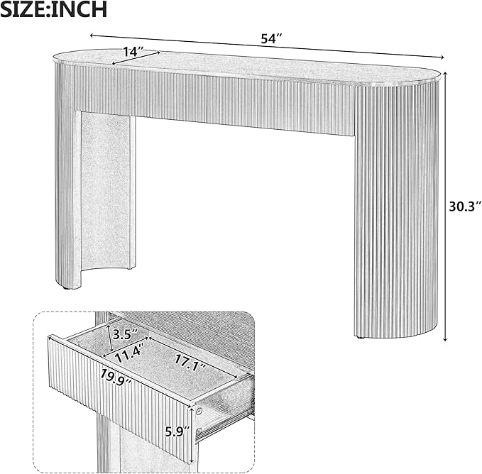 54" Console Table for Entryway, Modern Sofa Table Behind Couch - Image 2